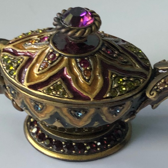 Jay Strongwater Aladdin genie lamp trinket box enamel Crystal mint condition - Picture 5 of 14